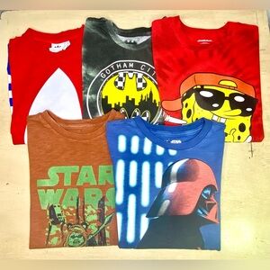 Lot Of 5 Youth T-Shirts Short Sleeves Boys Size Medium Adidas Batman SpongeBob